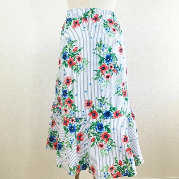 Meg & Margot NWT L Floral & Stripe Ruffle Skirt - Picture 5 of 5